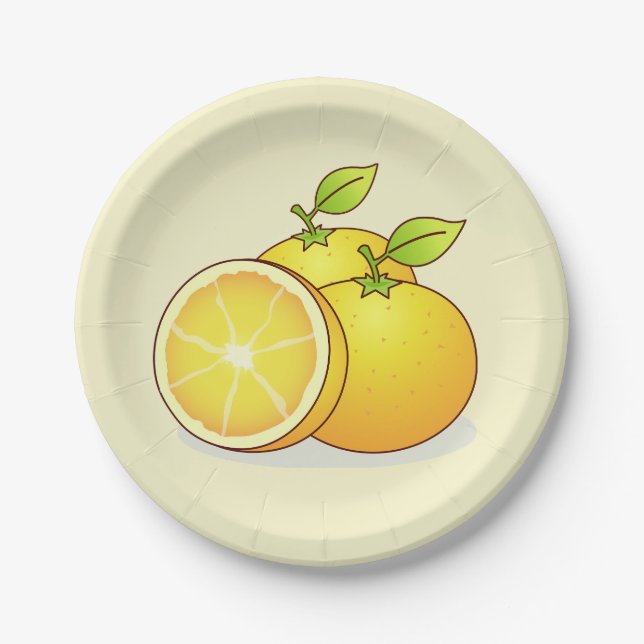 Oranges cute fruit paper plates (Front)