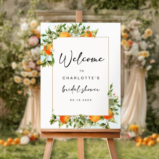 Oranges Floral Bridal Shower Welcome Sign (Creator Uploaded)
