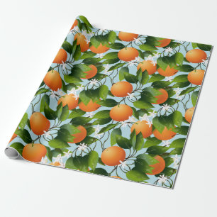 Oranges Floral Fruit Garden Wrapping Paper