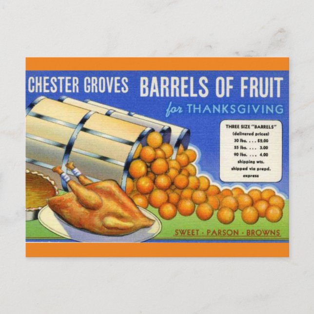 Oranges for Thanksgiving Postcard (Front)