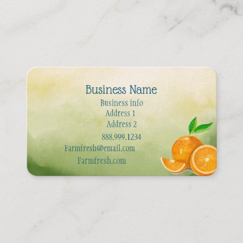 Oranges Fresh Fruit Juice or Drinks Business Card