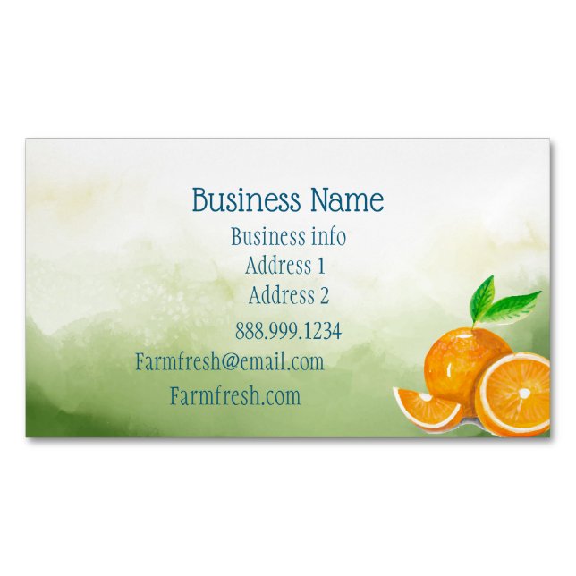 Oranges Fresh Fruit Juice or Drinks Business Card Magnet (Front)