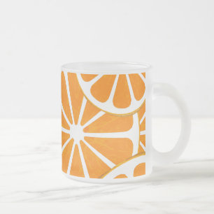 oranges. frosted glass coffee mug