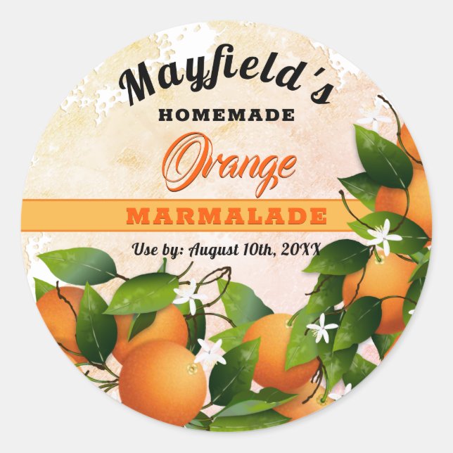 Oranges Fruit Canning | Jam Jar Classic Round Sticker (Front)