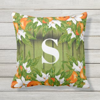 Oranges Fruit Country Autumn Green Wood Monogram