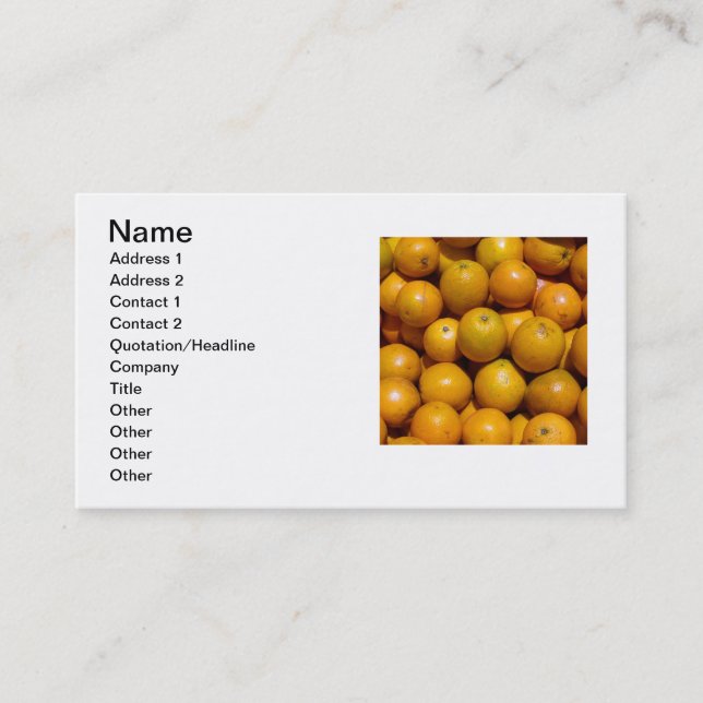 Oranges fruit Florida market orange  Business Card (Front)