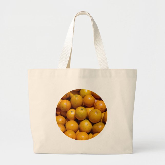 Oranges fruit Florida market orange  Large Tote Bag (Front)