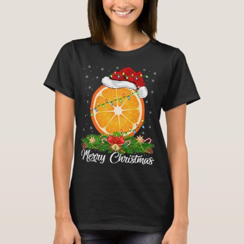 Oranges Fruit Lover Matching Santa Hat Oranges Chr T_Shirt