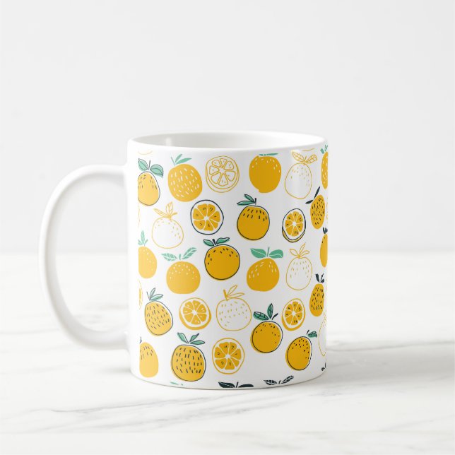 Oranges fruits seamless pattern coffee mug (Left)