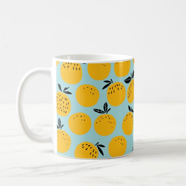 Oranges fruits seamless pattern coffee mug (Left)