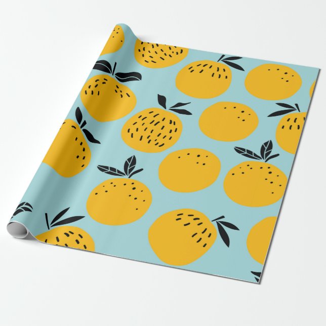 Oranges fruits seamless pattern wrapping paper (Unrolled)