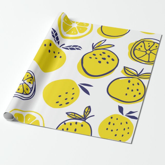 Oranges fruits seamless pattern wrapping paper (Unrolled)