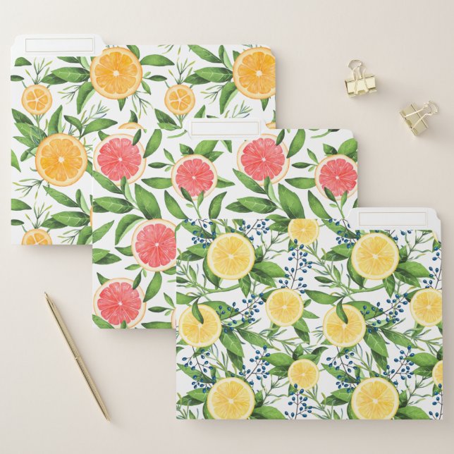 Oranges, Grapefruit and Lemons Botanical Pattern File Folder (Set)