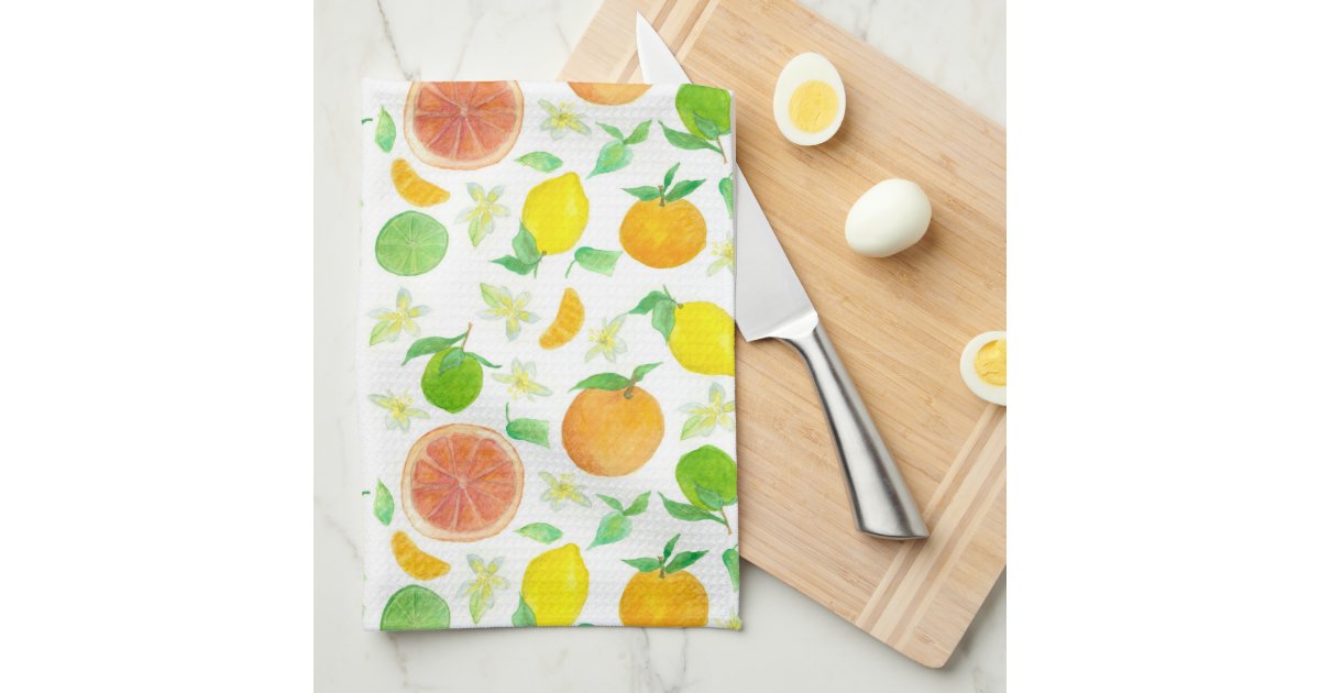 Oranges Grapefruit Lemons Citrus Fruit Watercolor Kitchen Towel Zazzle Com
