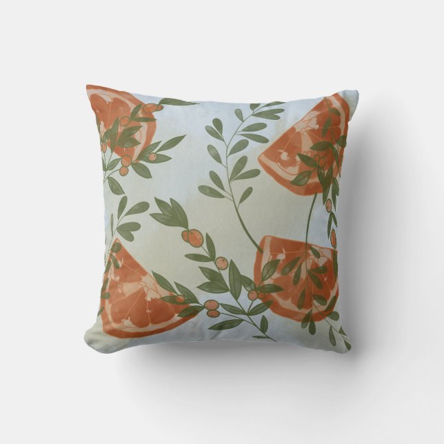 Oranges Greenery  Throw Pillow (Front)