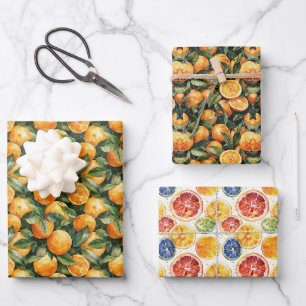 Oranges in Watercolor: Vibrant Citrus Art Wrapping Paper Sheets