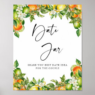 Oranges Lemon Citrus bridal shower Date Jar Game Poster