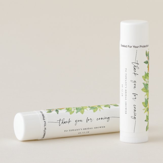 Oranges Lemon Citrus Bridal Shower Thank You Lip Balm (Front)