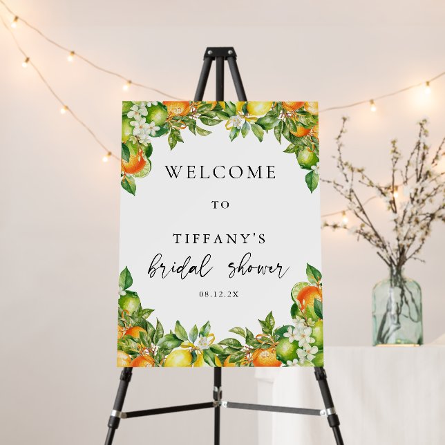 Oranges Lemon Citrus Bridal Shower Welcome Sign (In Situ (Stand))