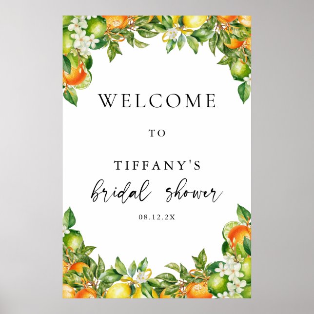 Oranges Lemon Citrus Bridal Shower Welcome Sign (Front)