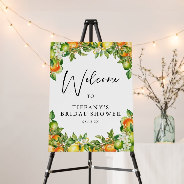 Oranges Lemon Citrus Bridal Shower Welcome Sign (In Situ (Stand))