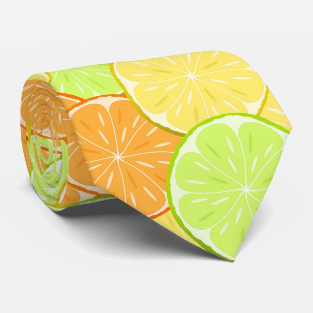 oranges lemons lime fruit citrus nature fresh neck tie (Rolled)