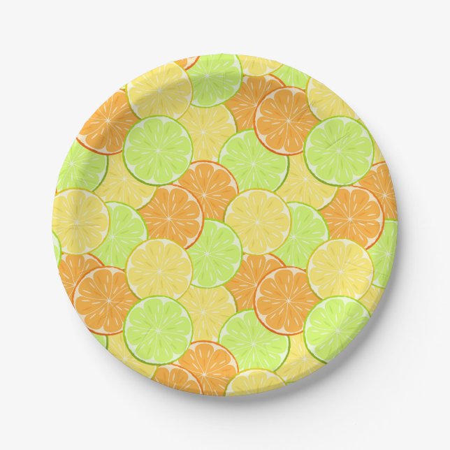 oranges lemons lime fruit citrus nature fresh paper plates (Front)