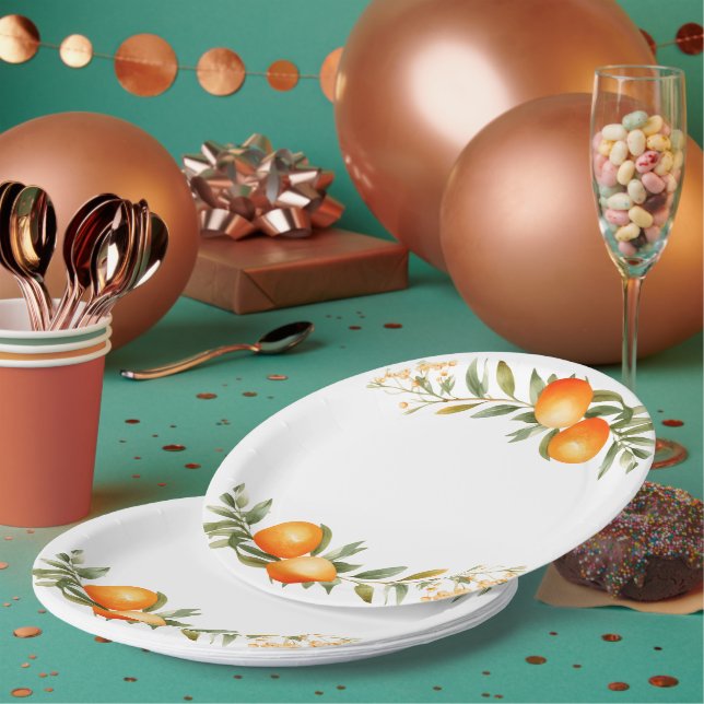 Oranges Little Cutie Baby Shower Paper Plates (Multi)