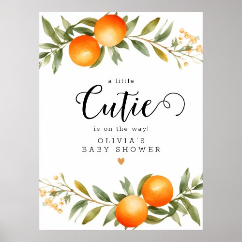Oranges Little Cutie Baby Shower Welcome Poster