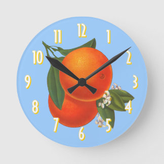 Oranges on Blue Vintage Crate Art Clock
