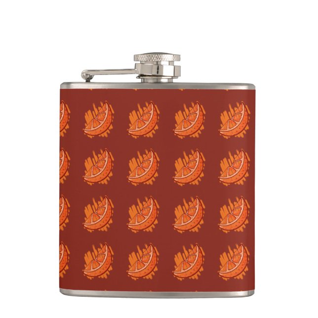 Oranges on red feild flask (Front)