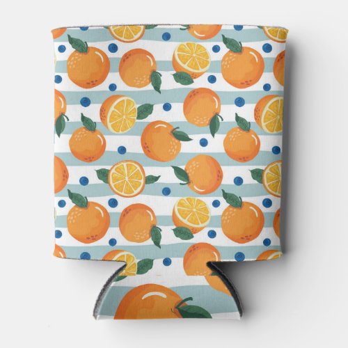 Oranges on striped background summer pattern can cooler