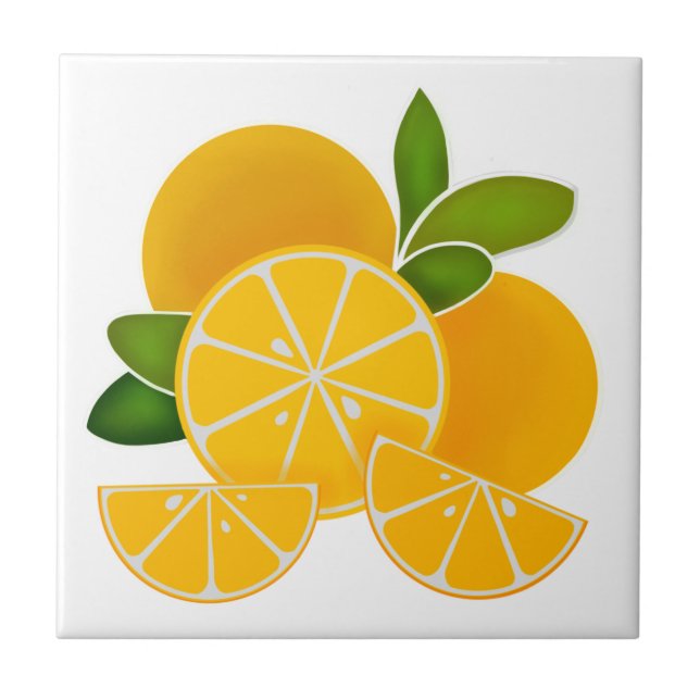 Oranges, orange slices, citrus fruit   ceramic tile (Front)