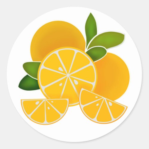 Oranges orange slices citrus fruit  classic round sticker