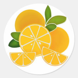 Oranges, orange slices, citrus fruit classic round sticker