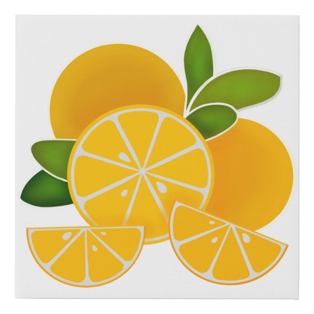 Oranges, orange slices, citrus fruit    faux canvas print (Front)