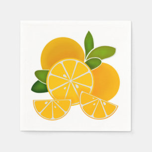 Oranges, orange slices, citrus fruit    napkins