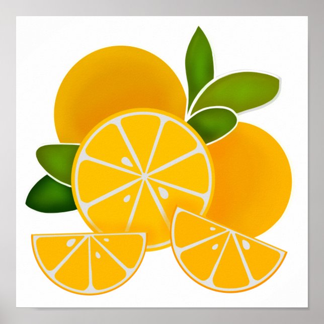 Oranges, orange slices, citrus fruit poster (Front)