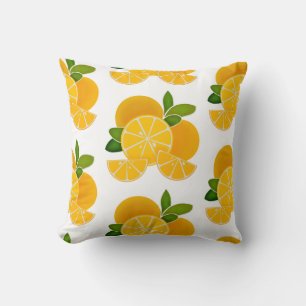 Oranges, orange slices, citrus fruit throw pillow