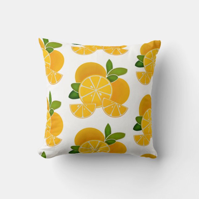 Oranges, orange slices, citrus fruit    throw pillow (Front)