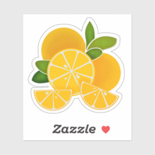Oranges, orange slices, citrus tropical fruit sticker