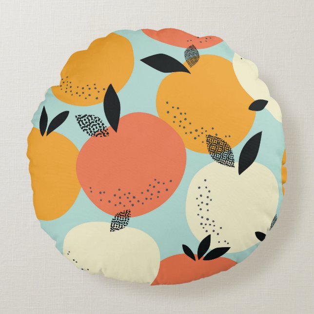 Oranges Pattern: Vibrant Seamless Design. Round Pillow (Front)
