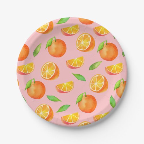 Oranges Pattern Watercolor Paper Plates