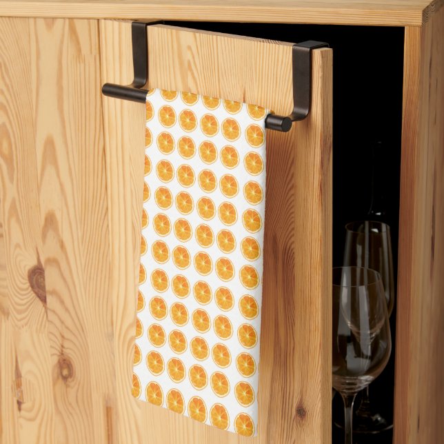 Oranges Pattern White Kitchen Towel (Thirds Fold)