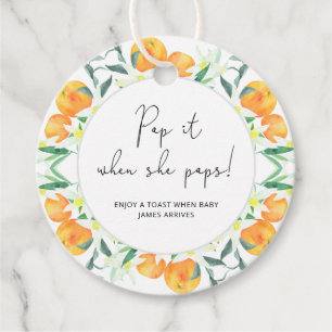 Oranges Pop it when she pops baby shower Favor Tags
