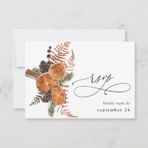 Oranges Rustic Holiday w Meal RSVP  Card