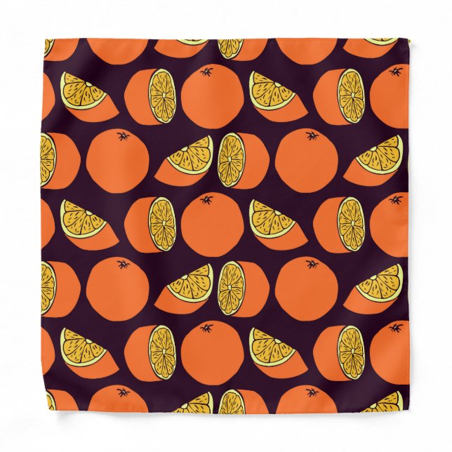 Oranges seamless pattern, vintage texture. bandana (Front)