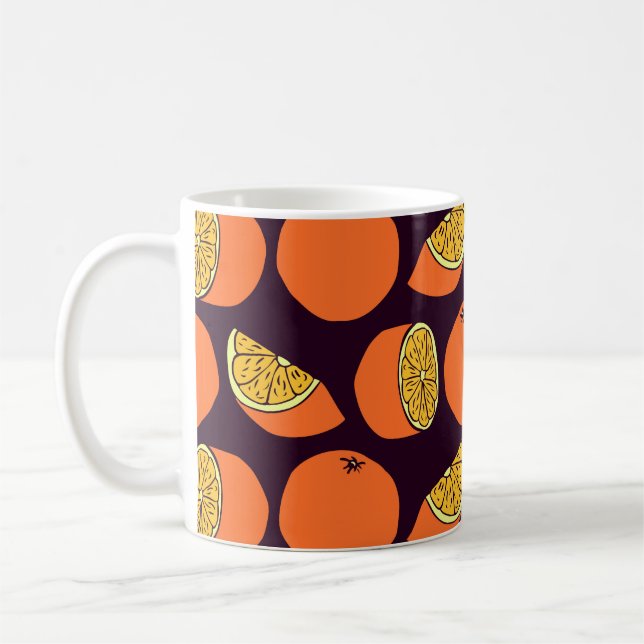 Oranges seamless pattern, vintage texture. coffee mug (Left)
