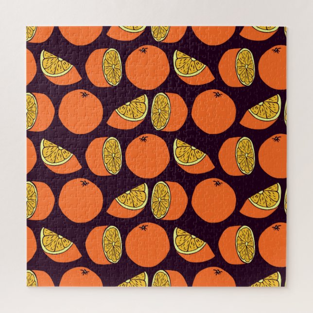 Oranges seamless pattern, vintage texture. jigsaw puzzle (Vertical)