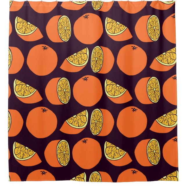 Oranges seamless pattern, vintage texture. shower curtain (Front)